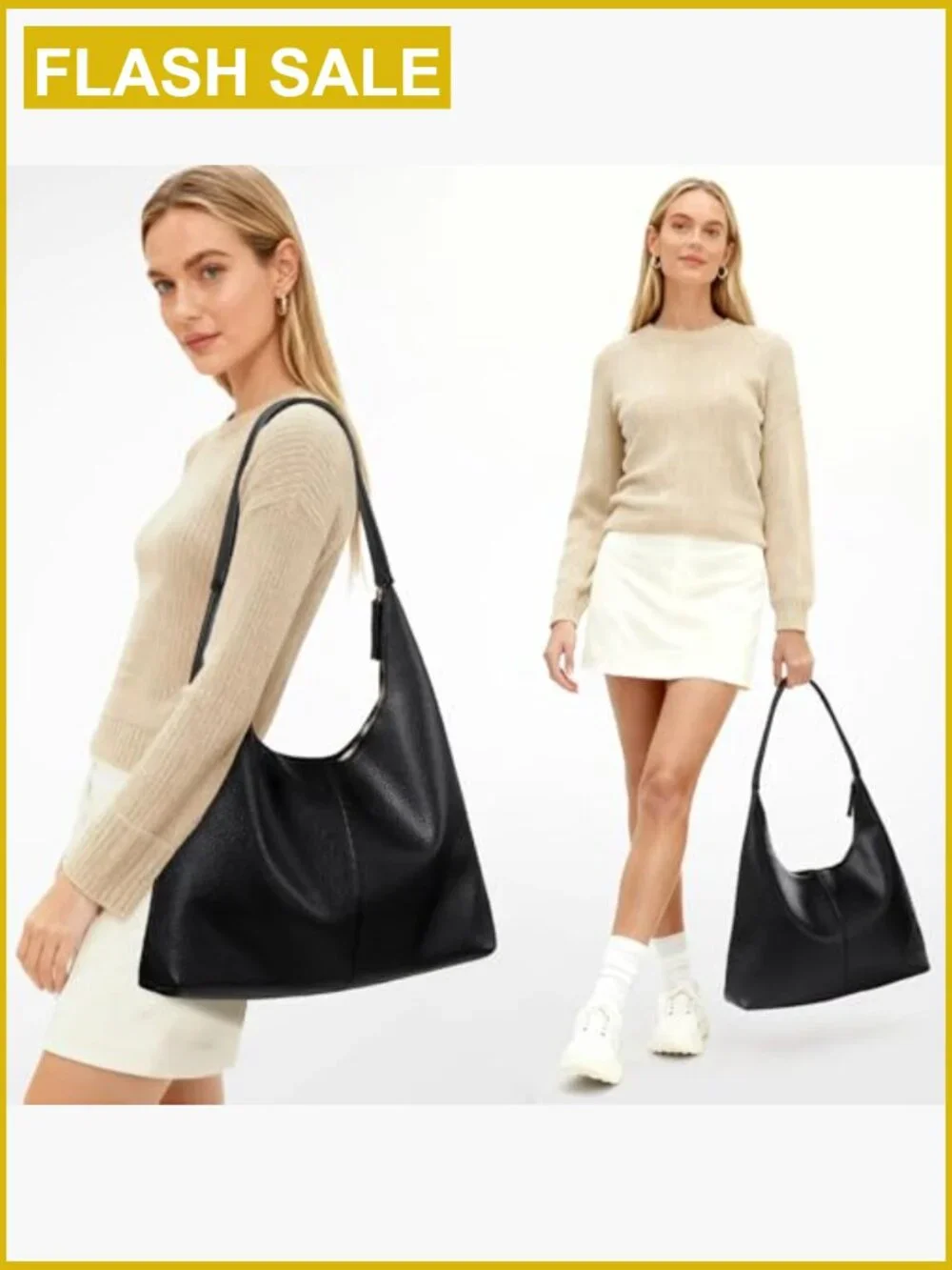 Vegan Leather Large Tote Bag Shoulder Purses Slouchy Hobo Work Handbag